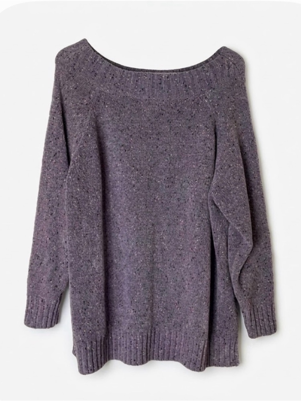 CAROLYN TAYLOR Knitted Ribbed Variegated Sweater, Women’s 1X, Purple